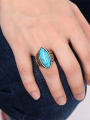 thumb Vintage Gold Plated Geometric Turquoise Men Ring 2