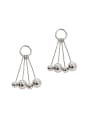 thumb Personalized Four Beads Tassels Silver Stud Earrings 0