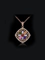 thumb Flower Square Pendant Copper Necklace 0