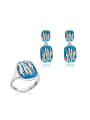 thumb High-quality Blue Square Shaped Polymer Clay Two Pieces Jewelry Set 0