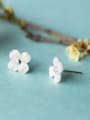 thumb Temperament Flower Shaped Shell S925 Silver Stud Earrings 1