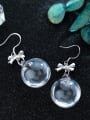 thumb Pure silver sweet butterfly knot transparent glass ball earrings 1