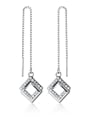thumb 925 Sterling Silver With Platinum Plated Simplistic Geometric Threader Earrings 3