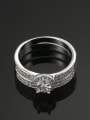 thumb Exquisite Double Layer White Gold Plated Zircon Ring Set 1