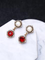 thumb Retro Red Artificial Crystal Drop Earrings 2