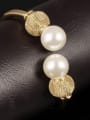 thumb Fashion Artificial Pearls Gold Plated Opening Bangle 3