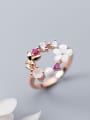 thumb Exquisite Rose Gold Plated Flower Shaped Silver Ring 0