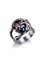 thumb Punk style Personalized Lizard Red Stone Titanium Ring 0