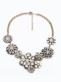 thumb Exaggerated Colorful Flower Zircon Alloy Necklace 1