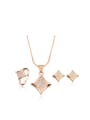 thumb Alloy Imitation-gold Plated Fashion Rhinestone Rhombus-shaped Three Pieces Jewelry Set 0