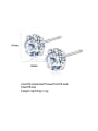 thumb Sterling silver simple four-claw punching piece 3mm 4mm 5mm 6mm zircon earrings 3