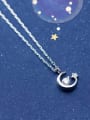 thumb 925 Sterling Silver With Silver Plated Simplistic Moon with Star Necklaces 0