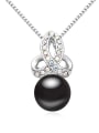 thumb Simple Imitation Pearl Crystals-studded Flowery Alloy Necklace 2