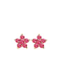 thumb Copper Alloy Gold Plated Fashion Flower Zircon stud Earring 0