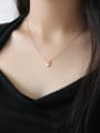 thumb Sterling silver simple micro-inlaid zircon crown love necklace 1