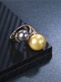 thumb Personality Coffee Gold Plated Artificial Pearl Ring 1