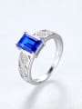 thumb 925 Sterling Silver With Glass stone Simplistic Square Band Rings 2