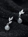 thumb 925 Sterling Silver With Platinum Plated Cute Leaf Drop Earrings 0