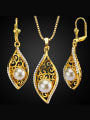 thumb 18K Artificial Pearl Hollow Colorfast The two pieces jewelry set 0