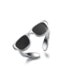 thumb Personality Black Glue Glass Shaped Opening Ring 0