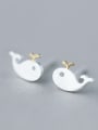 thumb Exquisite Gold Plated Fish Shaped S925 Silver Stud Earrings 1