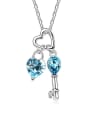 thumb Fashion Little Heart Key austrian Crystals Pendant Necklace 3