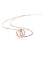 thumb Europe And The United States Rose Gold Titanium Zircon Crystal Sweater Necklace 0