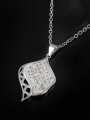 thumb Elegant Platinum Plated Leaf Shaped Zircon Necklace 2