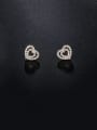 thumb Copper With Cubic Zirconia Cute Hollow Heart Stud Earrings 0