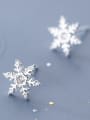 thumb 925 Sterling Silver With Platinum Plated Cute Snowflake Stud Earrings 1