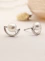 thumb Freshwater Pearl Hollow Crescent stud Earring 0