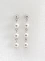 thumb Fashion Three Artificial Pearls Silver Stud Earrings 3