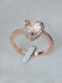 thumb Copper With  Cubic Zirconia Simplistic Heart Band Rings 0