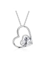 thumb Simple austrian Crystal Hollow Heart-shaped Pendant 925 Silver Necklace 0