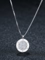 thumb 925 Sterling Silver With Cubic Zirconia Simplistic Round Necklaces 0