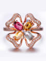 thumb Rose Gold plated Multi-color Gemstones Flowery Multistone ring 1