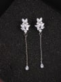 thumb Copper With Platinum Plated Simplistic Flower Threader Earrings 1