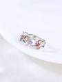 thumb Trendy Colorful Flower Shaped Zircon Platinum Plated Ring 1