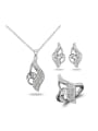 thumb High Quality Platinum Plated Zircon Leaf Shaped Three Pieces Jewelry Set 0