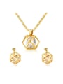 thumb Luxury Gold Plated Geometric Zircon Two Pieces Jewelry Set 0