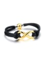 thumb Fashion Number Eight Shaped Artificial Leather Titanium Bracelet 0