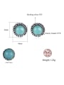 thumb 925 Sterling Silver With Turquoise Vintage Round Stud Earrings 3