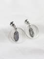 thumb Retro style Little Feather Hollow Round Silver Stud Earrings 0