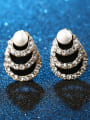 thumb Fashion Artificial Peals Cubic Rhinestones Alloy Two Pieces Jewelry Set 3