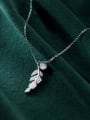thumb 925 Sterling Silver With Platinum Plated Personality Leaf Necklaces 3