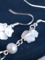 thumb Retro style Natural Stone Shell Flower 925 Silver Earrings 2