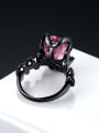 thumb Pink Oval Shaped Zircon Black Gun Plated Ring 2