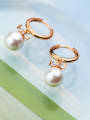thumb Trendy Rose Gold Plated Bowknot Shaped Pearl Clip Earrings 1