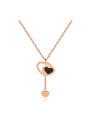 thumb Simple Heart Rose Gold Plated Titanium Necklace 0