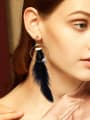 thumb Exaggerated Personalized Black Feather Drop Earrings 1